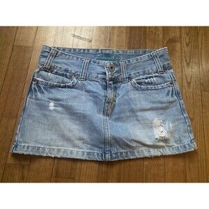 American Eagle vintage Y2K light wash distressed denim mini skirt 2 2000s READ